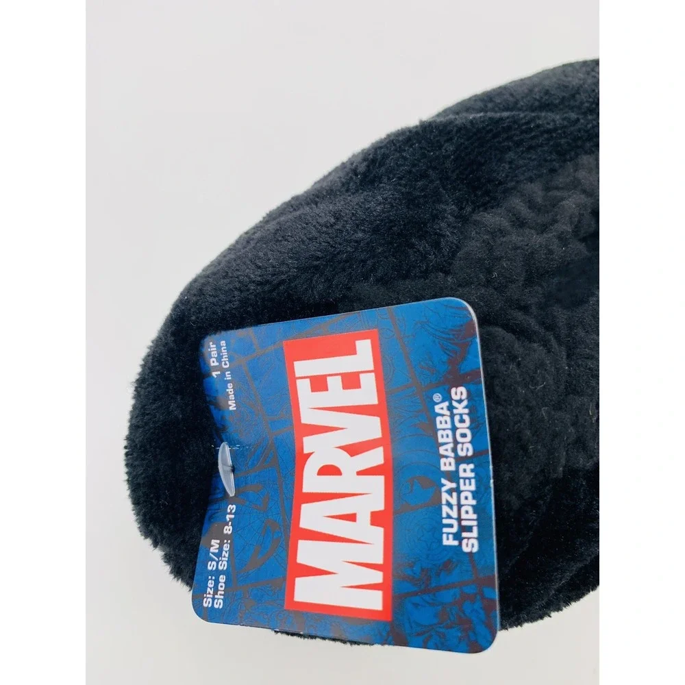Fuzzy Babba Slipper Socks Kids Size‎ Small to Medium Black Marvel Non Slip NEW